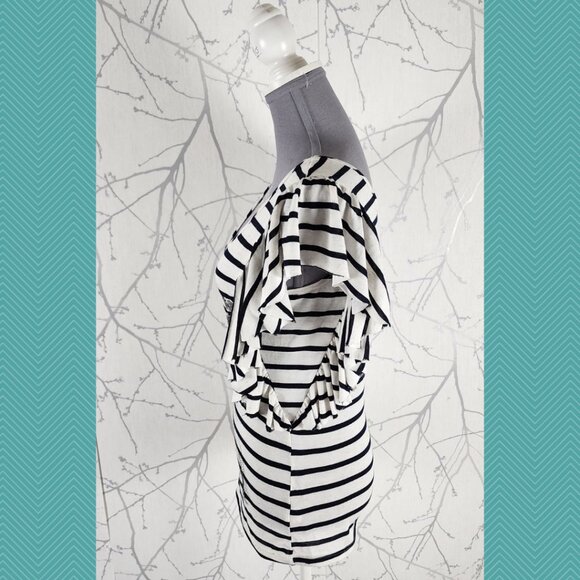 Romeo & Juliet Couture White Striped Ruffle Sleeve Tee - Picture 2 of 4